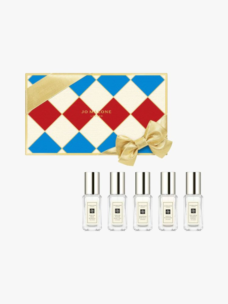 Jo Malone London Mini Cologne Collection Sampler Set in branded components on a light gray background